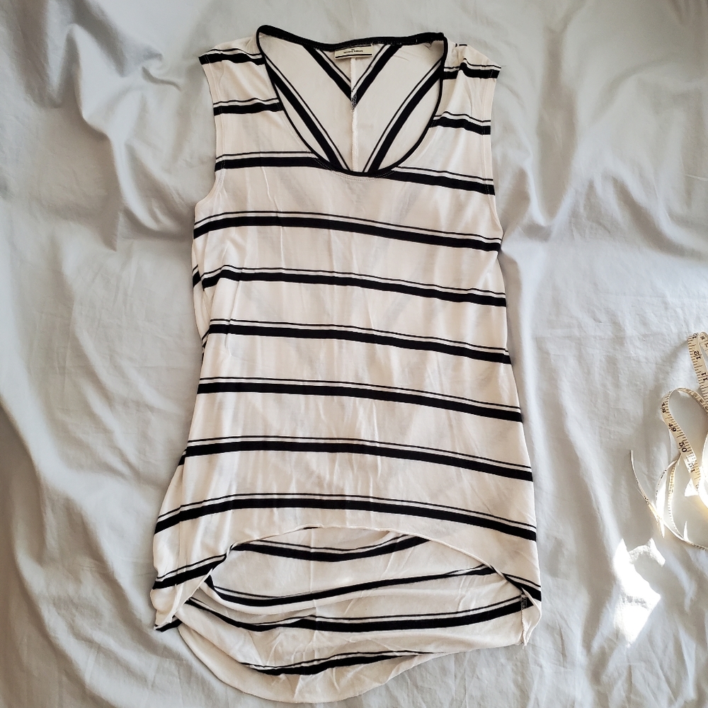By Malene Birger black white striped tunic hi low back